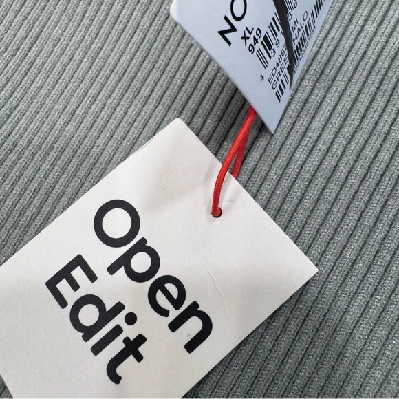 NWT Open Edit Women’s Square Neck Ribbed Sweater Green Sz XL - Picture 4 of 9